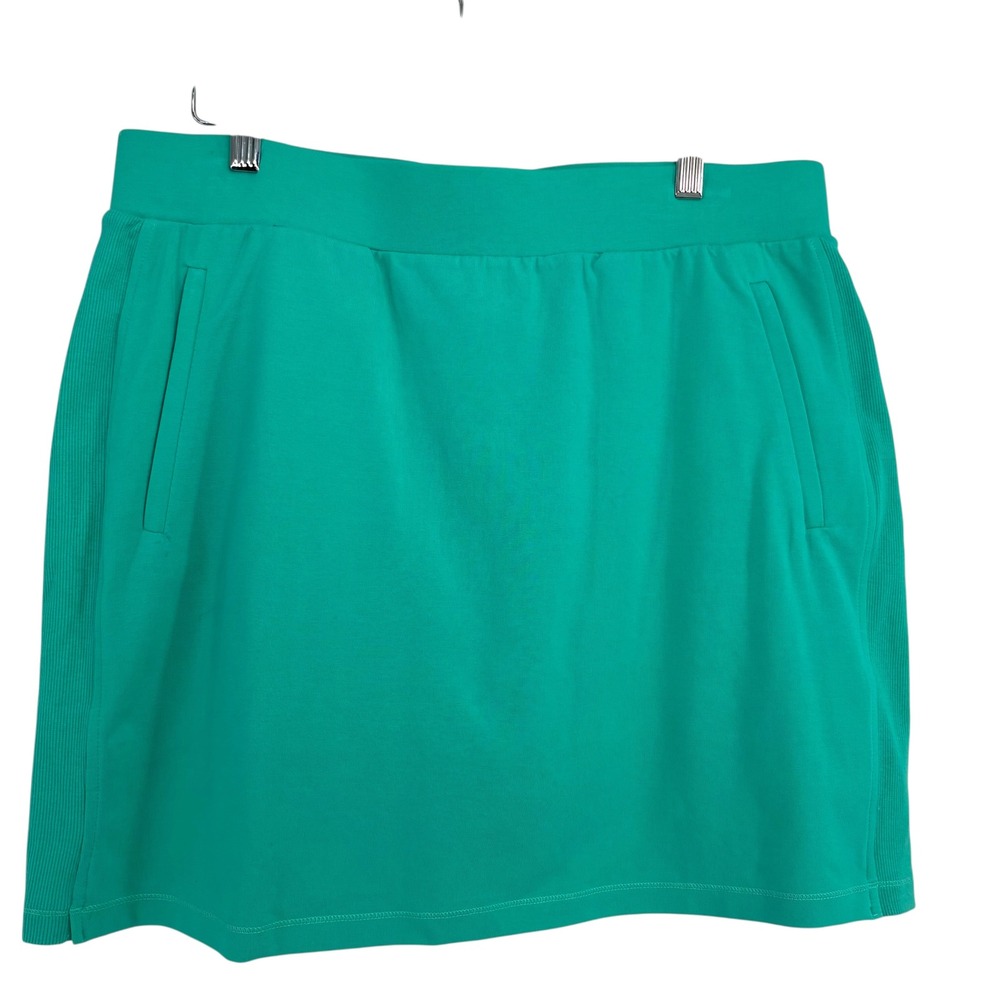 T by Talbots Everyday Stretch Green Cotton Blend Active Skort Side Pockets Large